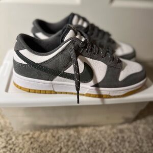 Nike Gray and White Dunk Low Sneakers
